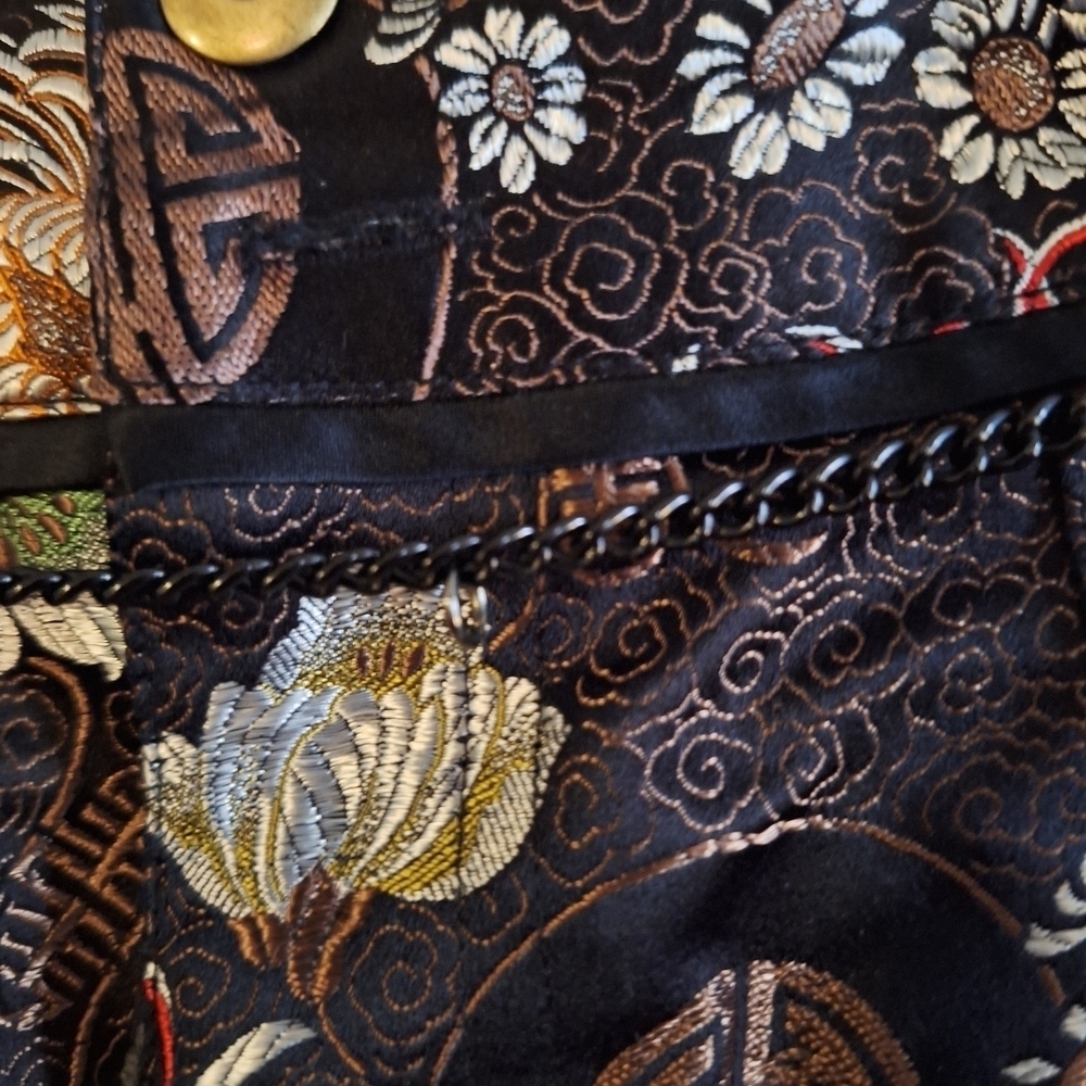 NWOT Mary Lucille Elegant Vintage Embroided Silk Rayon Black Pencil Skirt - Picture 6 of 8
